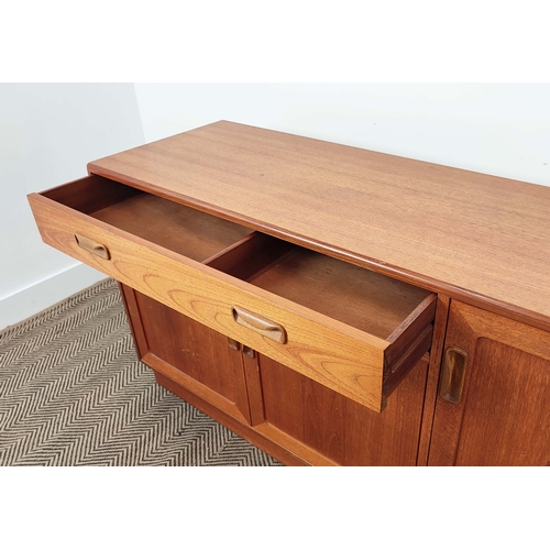 280 - G PLAN SIDEBOARD, mid 20th century teak with a drawer and three doors, 72cm H x 139cm W x 45cm D.