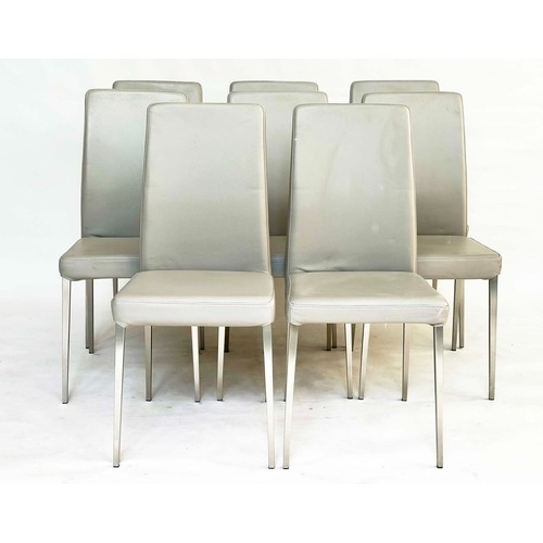 293 - BOCONCEPT CHAIRS, a set of eight, grey leather with steel tapering supports. (8)