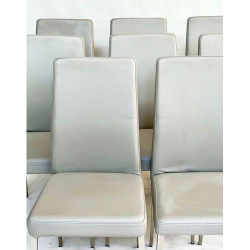 293 - BOCONCEPT CHAIRS, a set of eight, grey leather with steel tapering supports. (8)
