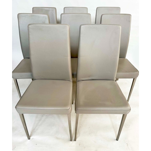 293 - BOCONCEPT CHAIRS, a set of eight, grey leather with steel tapering supports. (8)