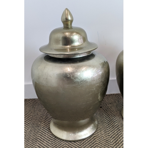 303 - TEMPLE JARS, a pair, glazed ceramic, 60cm H.