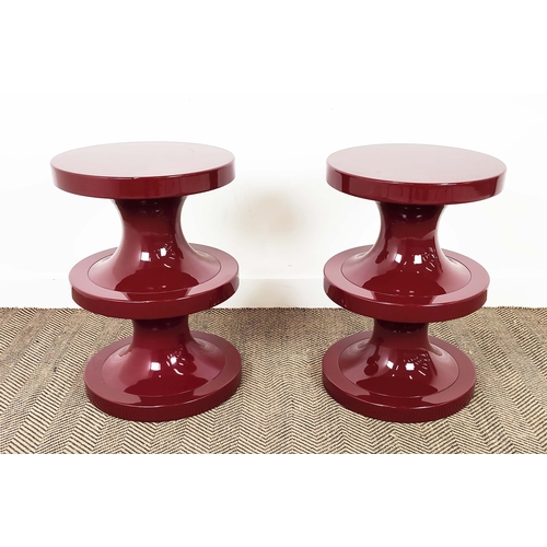 393 - SIDE TABLES, a pair, lacquered finish, 65.5cm x 45 approx. (2)