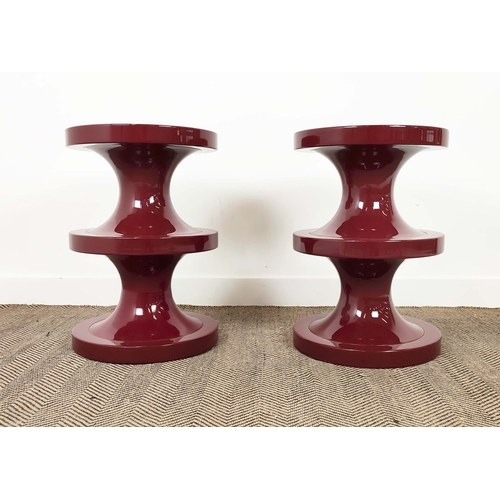 393 - SIDE TABLES, a pair, lacquered finish, 65.5cm x 45 approx. (2)