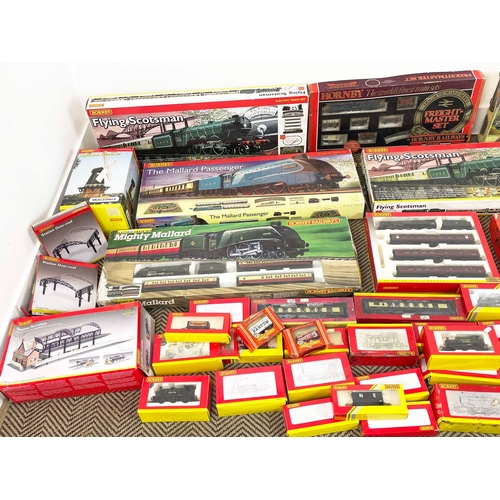 4 - HORNBY MODEL TRAIN SETS, including 'the flying Scotsman', and various others in original boxes along... 