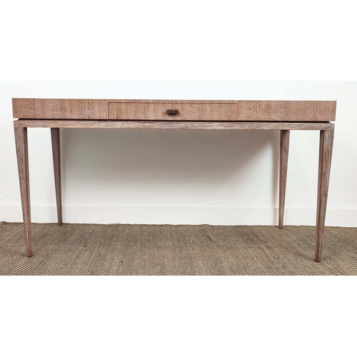 403 - VANITY TABLE, leathered top, with a drawer with leather lined compartments, 150cm x 60cm x 76cm appr... 