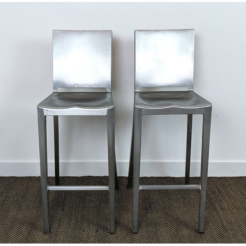 450 - EMECO HUDSON STOOLS, a pair, by Philippe Starck, each 40cm W x 108cm H. (2)