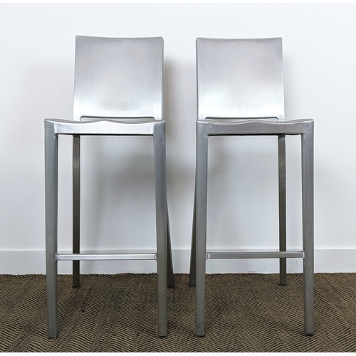 450 - EMECO HUDSON STOOLS, a pair, by Philippe Starck, each 40cm W x 108cm H. (2)