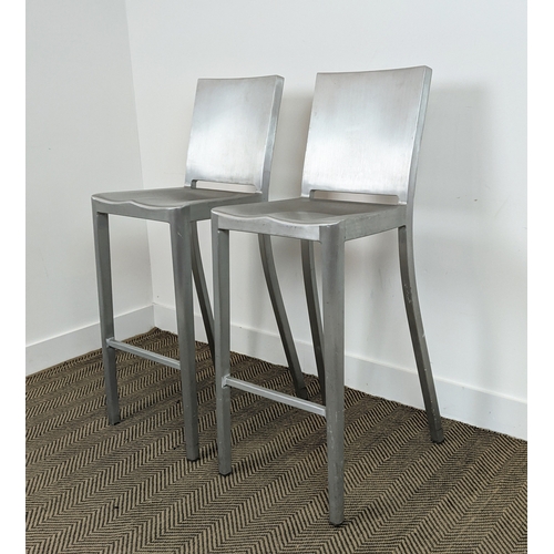 450 - EMECO HUDSON STOOLS, a pair, by Philippe Starck, each 40cm W x 108cm H. (2)