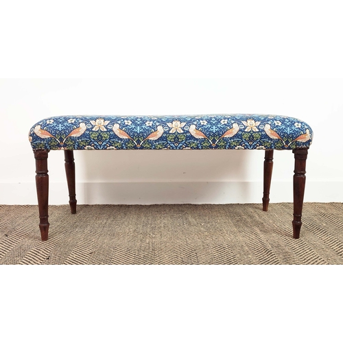 455 - STOOL, part Regency mahogany with William Morris strawberry thief patterned upholstery, 45cm H x 102... 