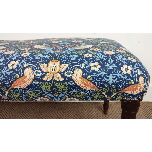 455 - STOOL, part Regency mahogany with William Morris strawberry thief patterned upholstery, 45cm H x 102... 