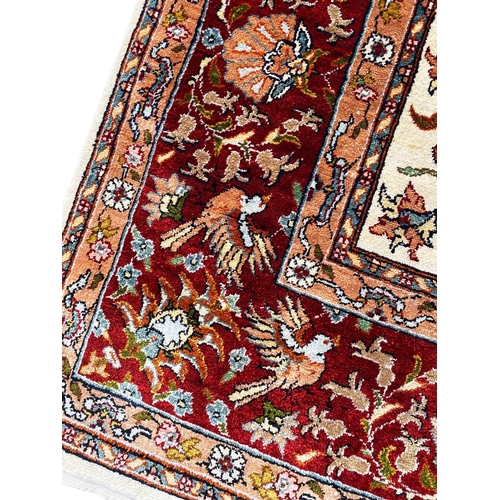 80 - TURKISH KUM KAPPI DESIGN SILK PRAYER RUG, 152cm x 102cm.