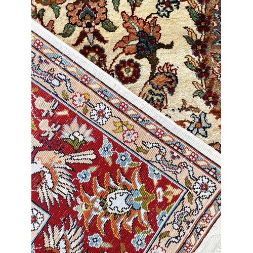 80 - TURKISH KUM KAPPI DESIGN SILK PRAYER RUG, 152cm x 102cm.