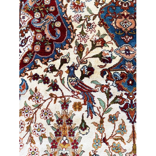 80 - TURKISH KUM KAPPI DESIGN SILK PRAYER RUG, 152cm x 102cm.