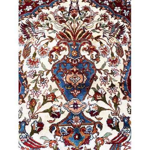 80 - TURKISH KUM KAPPI DESIGN SILK PRAYER RUG, 152cm x 102cm.