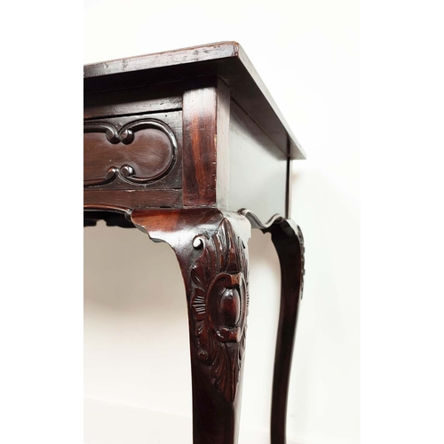 86 - WRITING TABLE, late Victorian mahogany of two drawers, 71cm H x 90cm x 46cm.