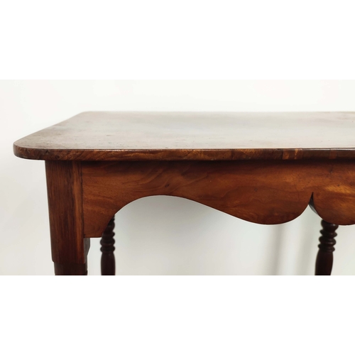 87 - OCCASIONAL TABLES, a near pair, George IV mahogany, two tiered, 74cm H x 58cm x 41cm and 73cm H x 45... 