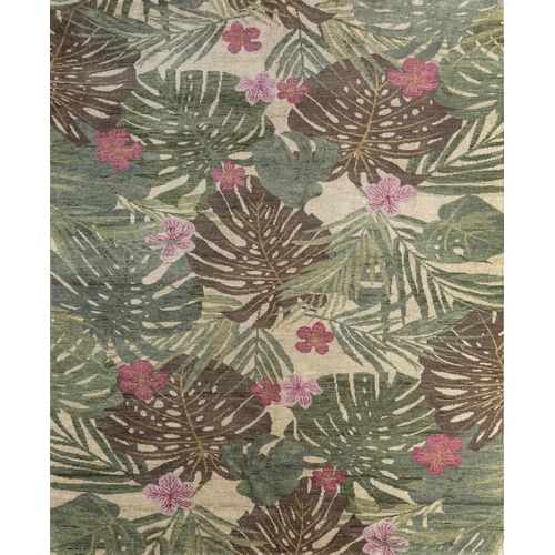 60 - CONTEMPORARY 'TROPICAL' WOOL CARPET, 302cm x 200cm.