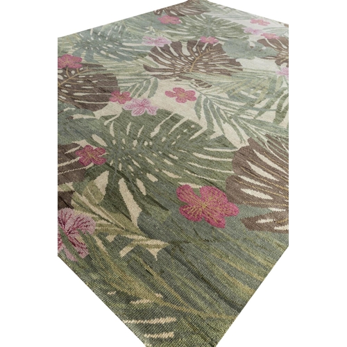 60 - CONTEMPORARY 'TROPICAL' WOOL CARPET, 302cm x 200cm.