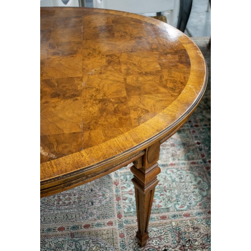 179 - DINING TABLE, by Drexel Heritage Furnishings, walnut parquetry with two extra leaves, 75cm H x 115cm... 