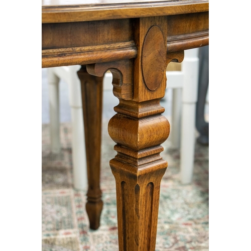 179 - DINING TABLE, by Drexel Heritage Furnishings, walnut parquetry with two extra leaves, 75cm H x 115cm... 