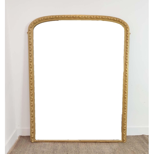 178 - OVERMANTEL, Victorian giltwood and gesso with arched cabochon frame, 158cm H x 123cm W.