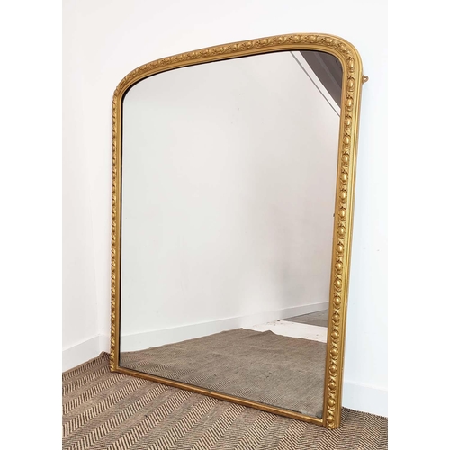 178 - OVERMANTEL, Victorian giltwood and gesso with arched cabochon frame, 158cm H x 123cm W.