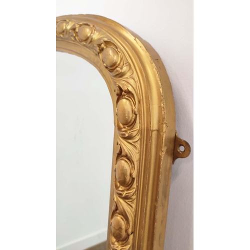 178 - OVERMANTEL, Victorian giltwood and gesso with arched cabochon frame, 158cm H x 123cm W.