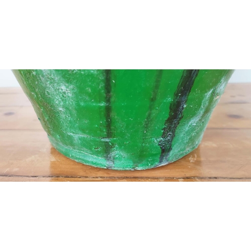 272 - GARDEN URNS, a pair, green glazed terracotta, 58cm H x 35cm W. (2)