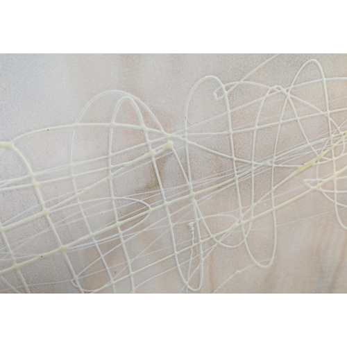 274 - PAINTED GLASS PANEL, marbled effect and reversible, 100cm x 150cm.