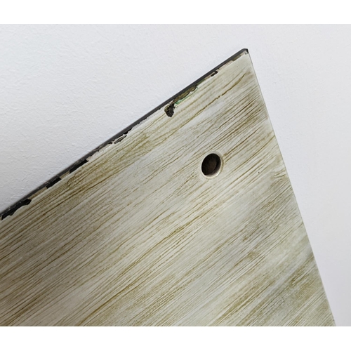 274 - PAINTED GLASS PANEL, marbled effect and reversible, 100cm x 150cm.