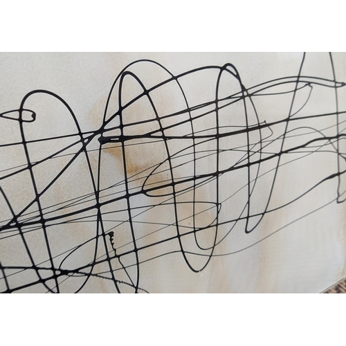 274 - PAINTED GLASS PANEL, marbled effect and reversible, 100cm x 150cm.