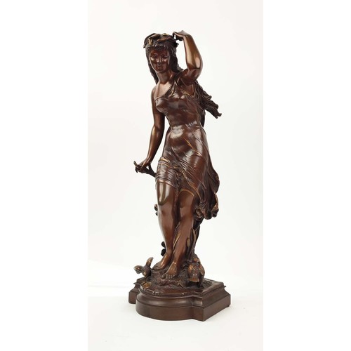 10 - AFTER HIPPOLYTE MOREAU (1832-1927), bronze figure of a lady, signature to base.