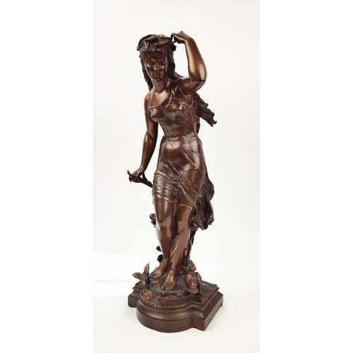 10 - AFTER HIPPOLYTE MOREAU (1832-1927), bronze figure of a lady, signature to base.