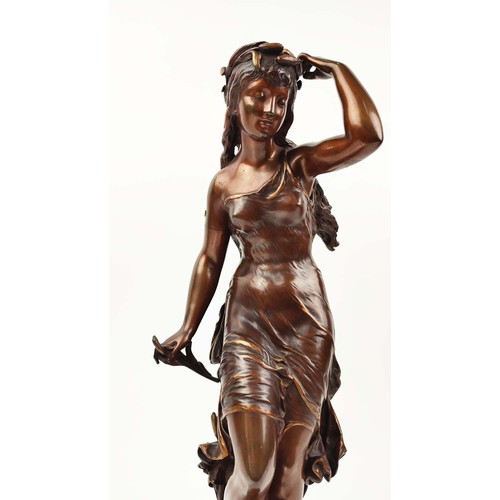 10 - AFTER HIPPOLYTE MOREAU (1832-1927), bronze figure of a lady, signature to base.