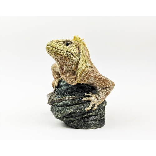 1 - JILL MOGER IGUANA CERAMIC SCULPTURE, signed and numbered 2/09, 45cm L x 25cm H.