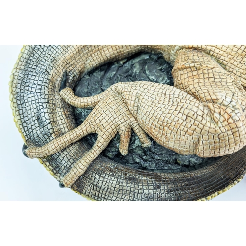 1 - JILL MOGER IGUANA CERAMIC SCULPTURE, signed and numbered 2/09, 45cm L x 25cm H.