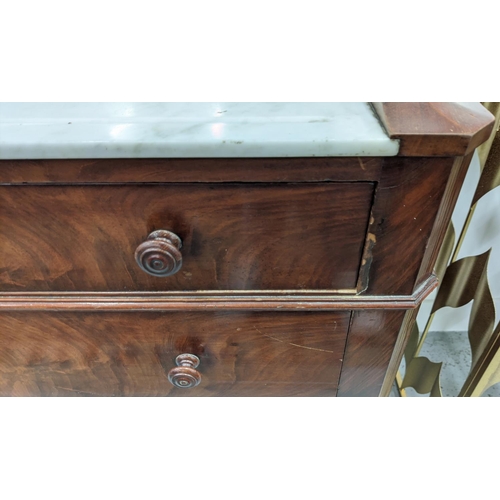 166 - DRESSING CHEST, 19th century French mahogany with a mirror and marble top above four drawers, 93cm W... 