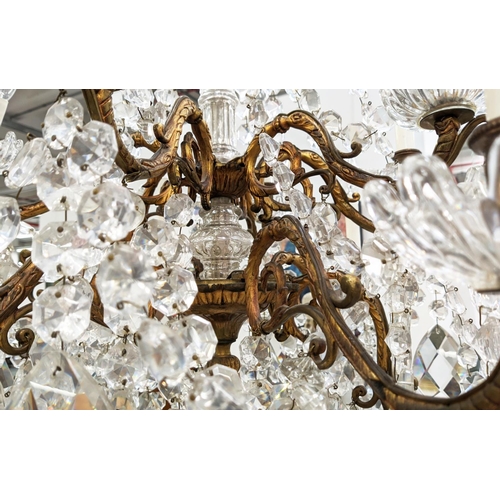 392 - CHANDELIER, gilt metal and cut glass, 110cm drop approx.