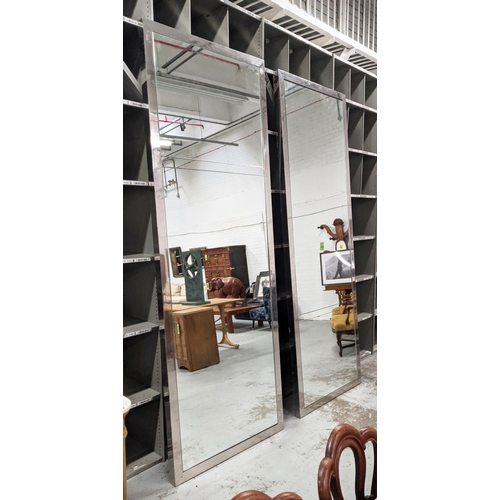 452 - TALL MIRRORS, a pair, with metal frames, each 100cm x 275cm. (2)