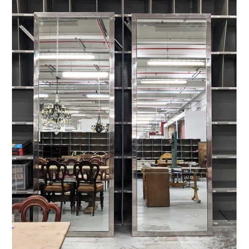 452 - TALL MIRRORS, a pair, with metal frames, each 100cm x 275cm. (2)