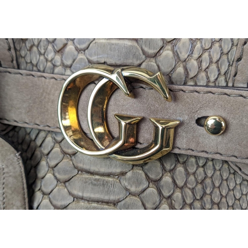 1 - GUCCI LIMITED EDITION PYTHON GG RUNNING TOTE, removable belt decoration, gold tone hardware and inte... 