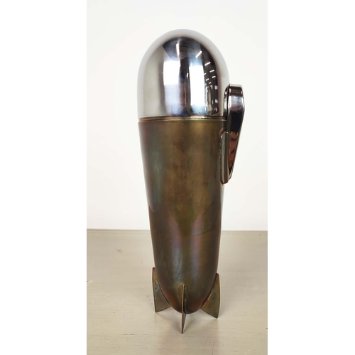 106 - COCKTAIL SHAKERS, a pair, Zeppelin form polished metal, 25cm H. (2)