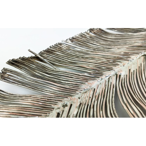 121 - YASEMEN HUSSEIN SILVER PLATED COPPER WIRE FEATHER, 40cm L.