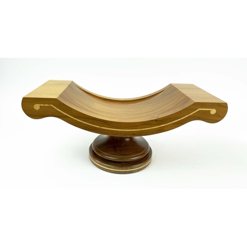 123 - LINLEY FRUIT BOWL, walnut with sycamore stringing, impressed Linley signature, 43cm x 19cm x 19cm H.