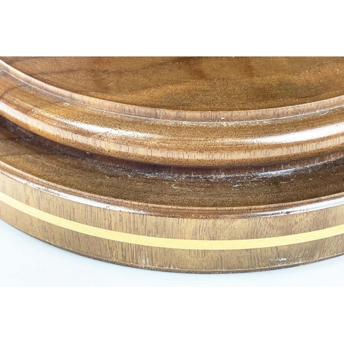 123 - LINLEY FRUIT BOWL, walnut with sycamore stringing, impressed Linley signature, 43cm x 19cm x 19cm H.