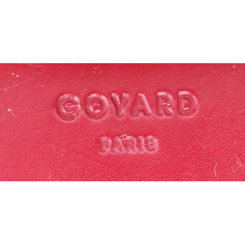 13 - GOYARD TROLLEY, iconic Goyardine red coated canvas exterior with leather trimming and handles, retra... 