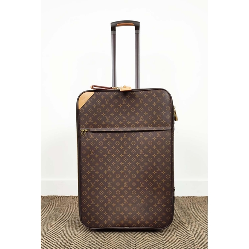 15 - LOUIS VUITTON PEGASE TROLLEY, monogram coated canvas with leather trims, handles, name tag, gold ton... 