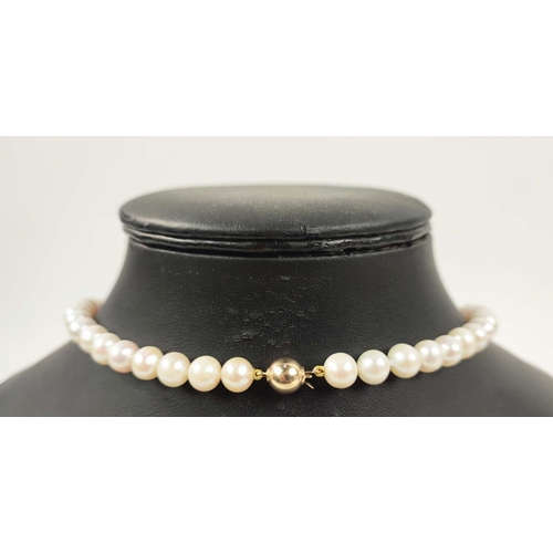 170 - A FRESHWATER PEARL SINGLE STRAND NECKLACE, with approximately 57 round white pearls of approximately... 