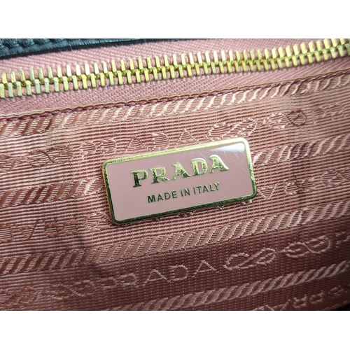 2 - PRADA VINTAGE FIOCCO BOW HANDBAG, nylon body with top leather handles, gold tone hardware and front ... 