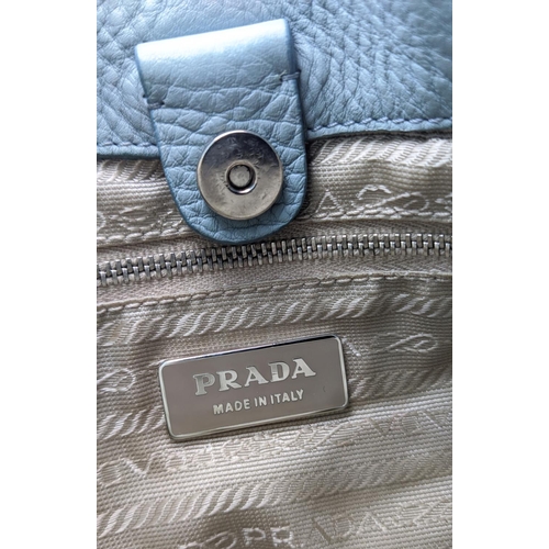 21 - PRADA TOTE BAG, canvas with embroidered front jacquard logo and leather begonia colour trims, handle... 